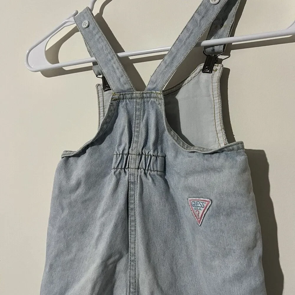 Vintage Guess baby overalls 24 months unisex Denim Dungarees, Snap Closure